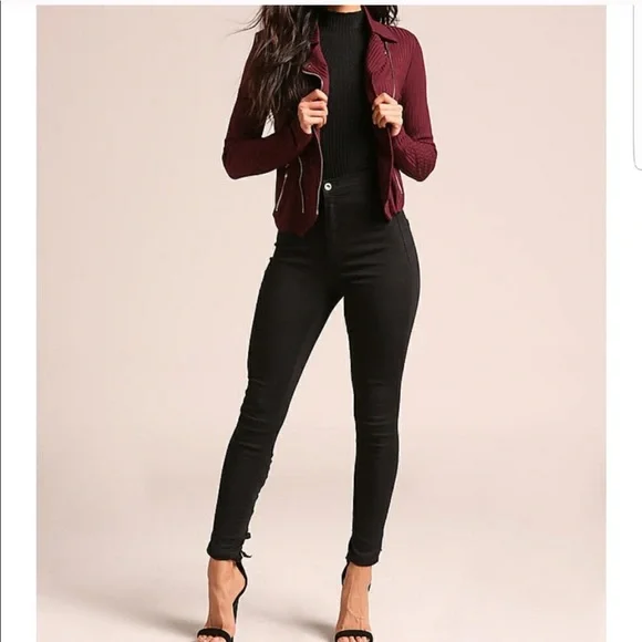 ♦️ LAST Burgundy Ribbed Zip Military Jacket - Picture 2 of 6